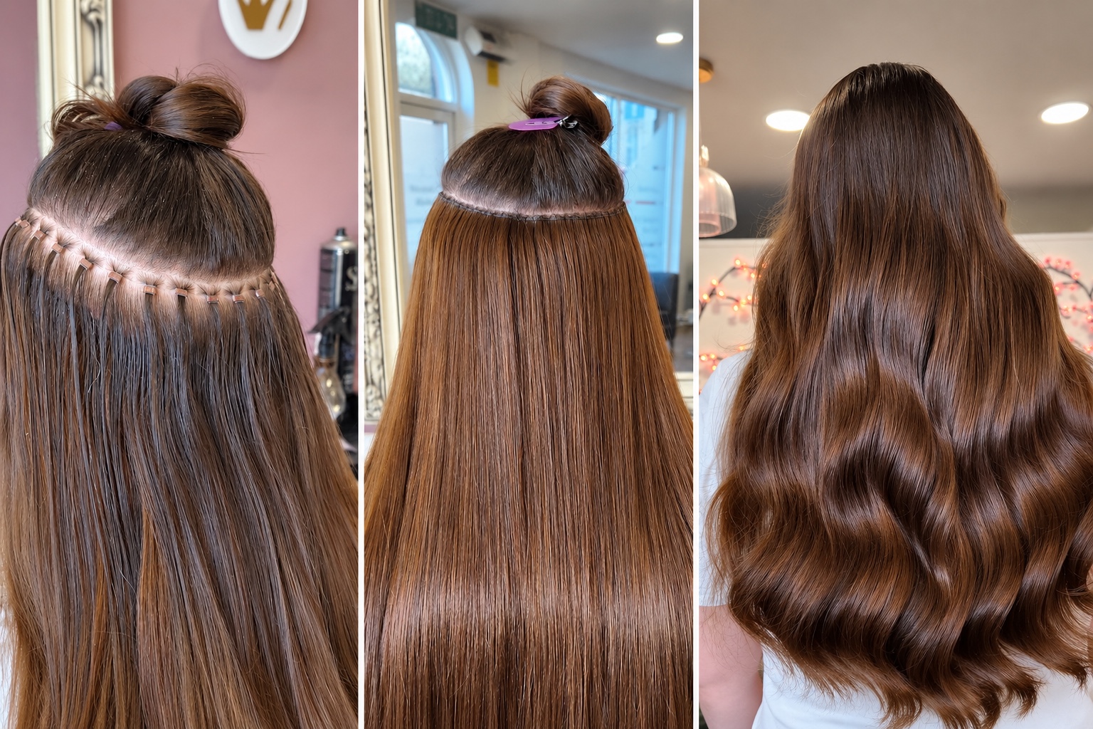 Brunette Silent Weaves™ installation details and long waved result at iHobbs