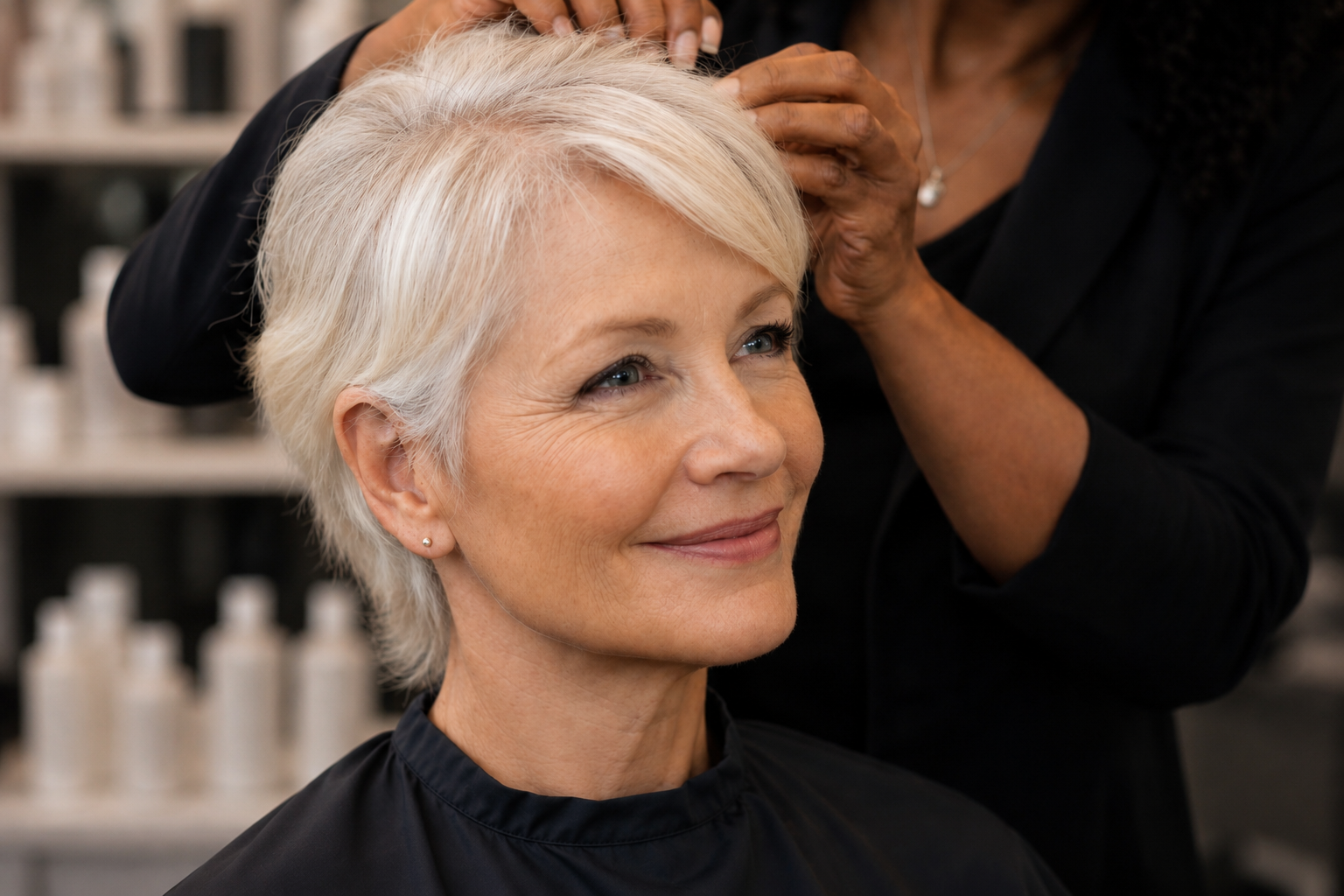 An iHobbs specialist working with a client's hair in the clinic