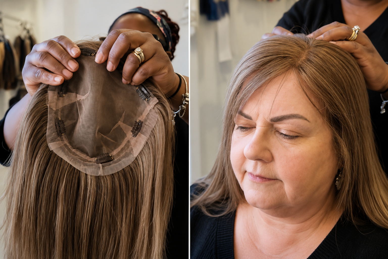A Crown Enhancer base and the fitted Crown Enhancer on an iHobbs client